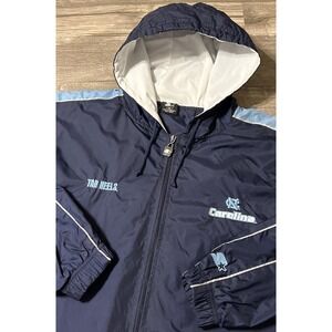 Starter Vintage North Carolina Tar Heels Full Zip Navy Hooded Windbreaker SZ XL